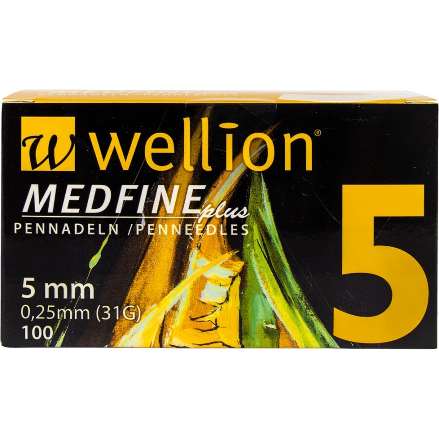 Иглы для инсулиновых шприц-ручек Wellion MEDFINE plus 0,25 мм (31G) x 5 мм, 100 шт.: цены и характеристики