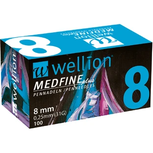 Иглы для инсулиновых шприц-ручек Wellion MEDFINE plus 0,25 мм (31G) x 8 мм, 100 шт.