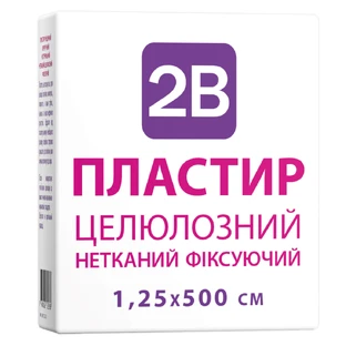 Пластырь медицинский нестерильный хирургический 2В нетканый целлюлозный фиксирующий, 1.25 х 500 см