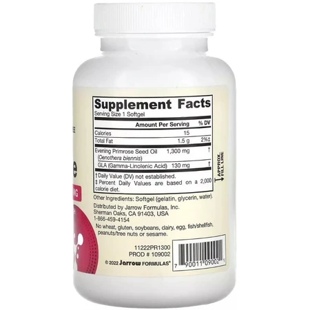 Примула вечірня, 1300 мг, Evening Primrose, Jarrow Formulas, 60 желатинових капсул: ціни та характеристики
