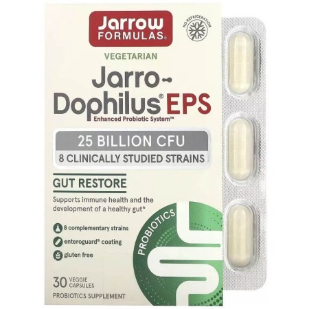 Пробиотики, 25 млрд КОЕ, Jarro-Dophilus EPS, Jarrow Formulas, 30 вегетарианских капсул