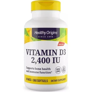 Витамин D3, 2400 МЕ, Vitamin D3, Healthy Origins, 360 желатиновых капсул