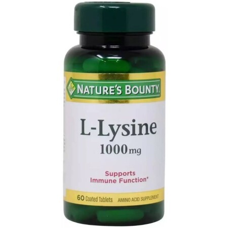 L-Лизин, 1000 мг, L-Lysine, Nature's Bounty, 60 каплет