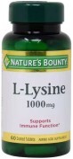 L-Лизин, 1000 мг, L-Lysine, Nature&#39;s Bounty, 60 каплет