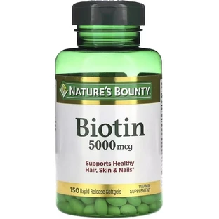 Биотин быстрого высвобождения, 5000 мкг, Biotin, Nature's Bounty, 150 гелевых капсул