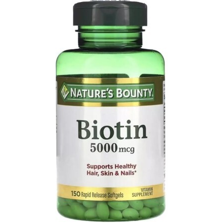Биотин быстрого высвобождения, 5000 мкг, Biotin, Nature's Bounty, 150 гелевых капсул