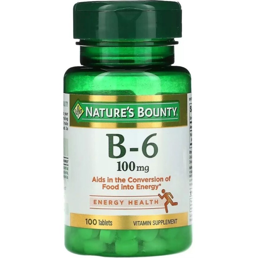 Вітамін B6, 100 мг, Vitamin B6, Nature's Bounty, 100 таблеток: ціни та характеристики