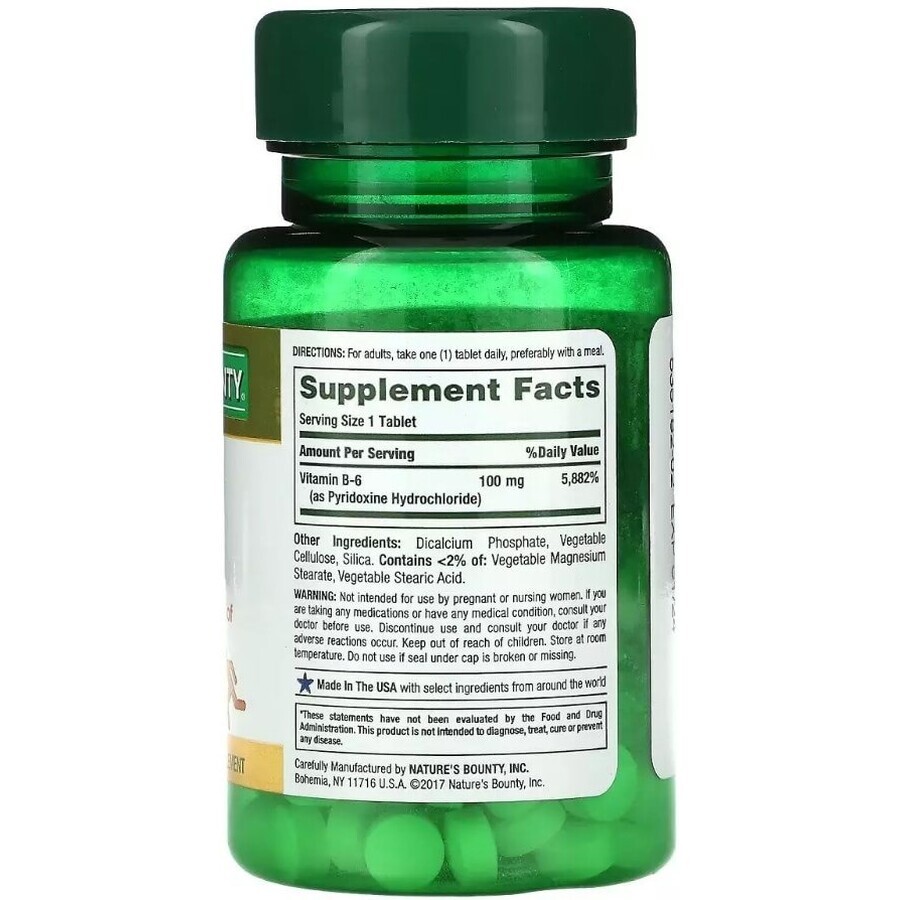 Вітамін B6, 100 мг, Vitamin B6, Nature's Bounty, 100 таблеток: ціни та характеристики