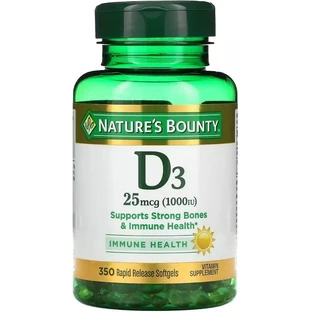 Вітамін D3 швидкого вивільнення, 1000 МО, 25 мкг, Vitamin D, Nature's Bounty, 350 гелевих капсул