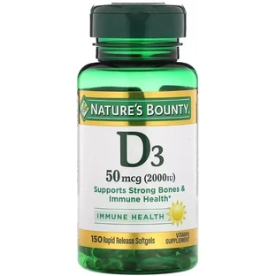 Витамин D3 быстрого высвобождения, 2000 МЕ, 50 мкг, Vitamin D, Nature's Bounty, 150 гелевых капсул