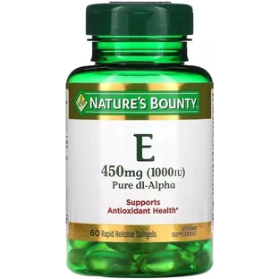 Вітамін E швидкого вивільнення, 1000 МО, 450 мг, Vitamin E, Nature's Bounty, 60 гелевих капсул