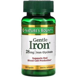 Залізо, 28 мг, Gentle Iron, Nature's Bounty, 90 капсул