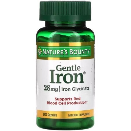 Железо, 28 мг, Gentle Iron, Nature's Bounty, 90 капсул