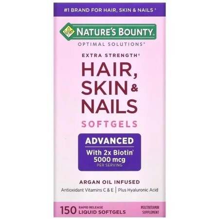 Здоровая сила волос, кожи, ногтей, Extra Strength Hair, Skin & Nails, Nature's Bounty, 150 гелевых капсул