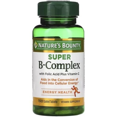 Комплекс вітамінів B з фолієвою кислотою та вітаміном С, Super B-Complex with Folic Acid Plus Vitamin C, Nature's Bounty, 150 таблеток
