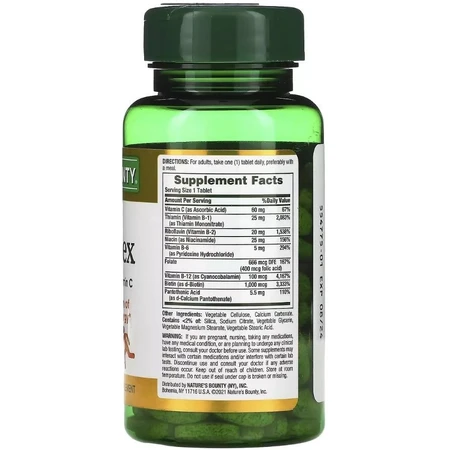 Комплекс витаминов B с фолиевой кислотой и витамином С, Super B-Complex with Folic Acid Plus Vitamin C, Nature's Bounty, 150 таблеток: цены и характеристики