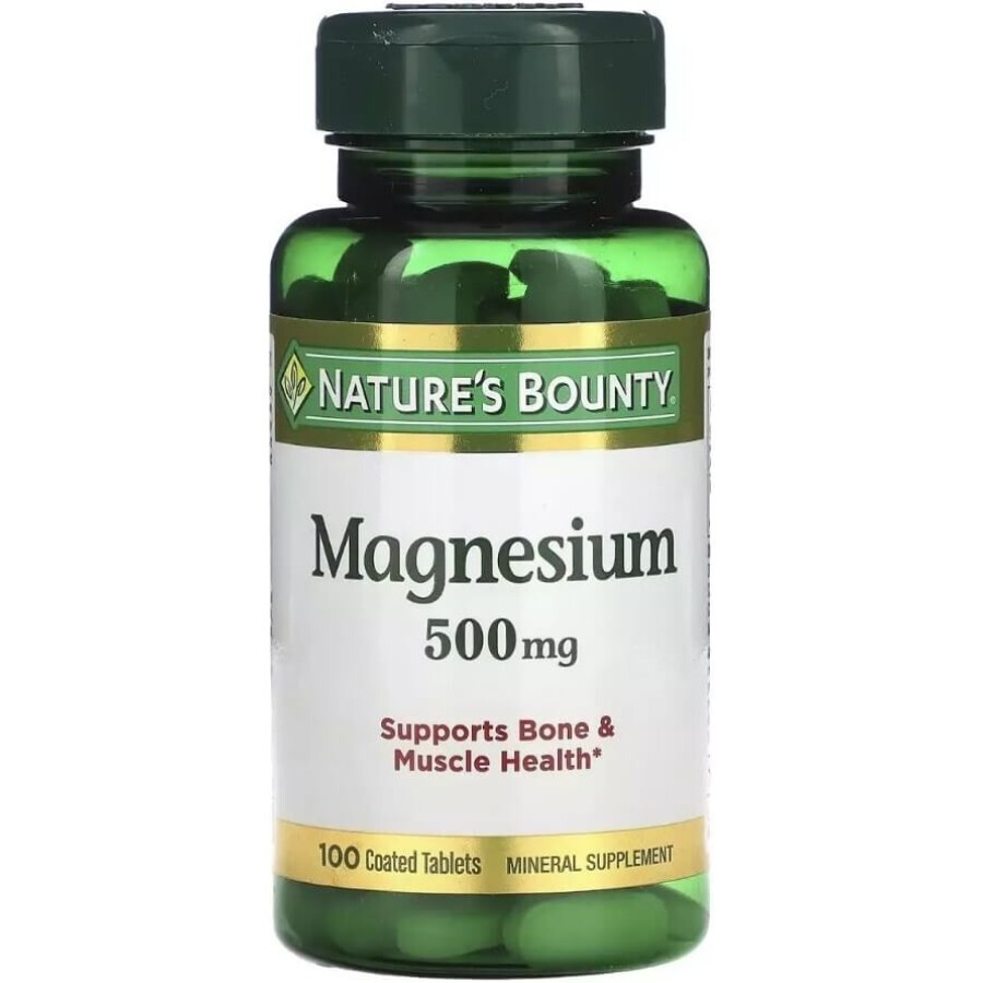 Магній 500 мг, Magnesium, Nature's Bounty, 100 каплет: ціни та характеристики