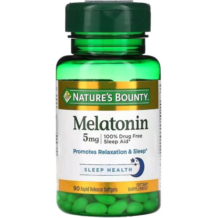 Мелатонін швидкого вивільнення, 5 мг, Melatonin, Nature's Bounty, 90 гелевих капсул: ціни та характеристики