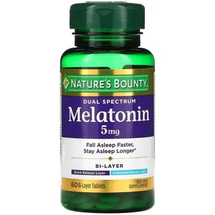 Мелатонін подвійного спектру, 5 мг, Melatonin Dual Spectrum, Nature's Bounty, 60 таблеток