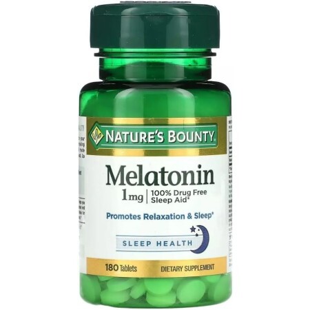 Мелатонін 1 мг, Melatonin, Nature's Bounty, 180 таблеток