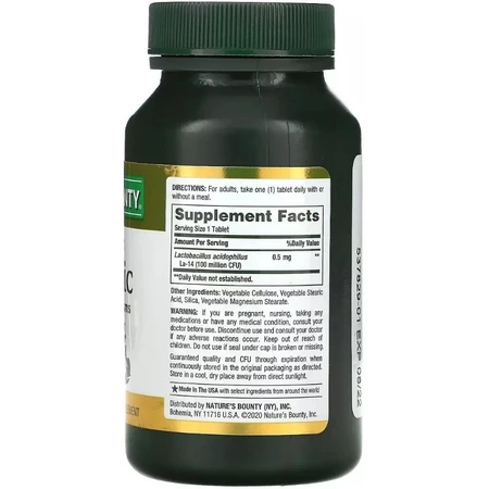 Пробіотик з ацидофільними лактобактеріями, Acidophilus Probiotic, Nature's Bounty, 120 таблеток: ціни та характеристики