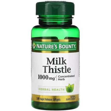 Розторопша 1000 мг, Milk Thistle, Nature's Bounty, 50 гелевих капсул
