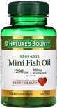 Рыбий жир без запаха, 1290 мг, Odor-Less Mini Fish Oil, Nature&#39;s Bounty, 90 гелевых капсул