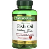 Рыбий жир, 2400 мг, Odorless Fish Oil, Nature's Bounty, 90 гелевых капсул