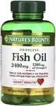 Рыбий жир, 2400 мг, Odorless Fish Oil, Nature&#39;s Bounty, 90 гелевых капсул