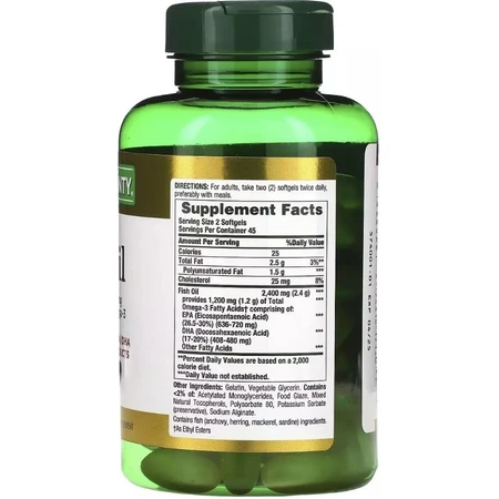 Риб'ячий жир, 2400 мг, Odorless Fish Oil, Nature's Bounty, 90 гелевих капсул: ціни та характеристики