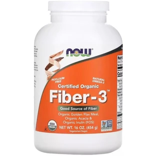 Клетчатка-3, Сертифицированный органический порошок, Certified Organic, Fiber-3, Now Foods, 454 г