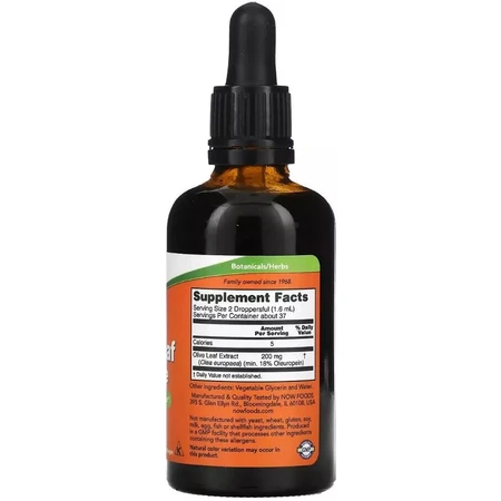 Листя оливи, гліцериновий екстракт у краплях, Olive Leaf Glycerite, Now Foods, 59 мл: ціни та характеристики