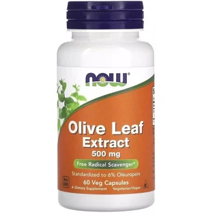 Экстракт листьев оливкового дерева, 500 мкг, Olive Leaf Extract, Now Foods, 60 вегетарианских капсул