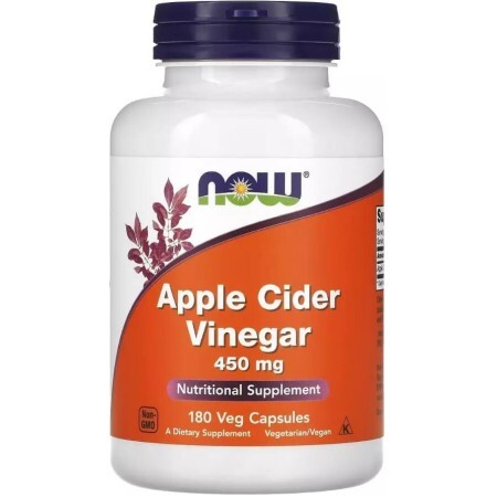 Яблучний оцет, 450 мг, Apple Cider Vinegar, Now Foods, 180 вегетаріанських капсул