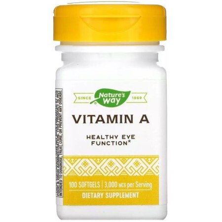 Витамин А 3000 мкг, Vitamin A, Nature's Way, 100 желатиновых капсул