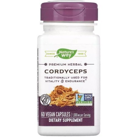 Кордицепс 500 мг, Cordyceps, Nature's Way, 60 вегетарианских капсул