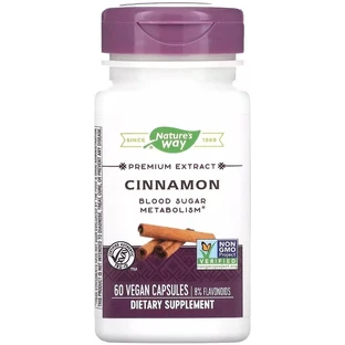 Корица, экстракт премиум-класса, Cinnamon, Nature's Way, 60 вегетарианских капсул
