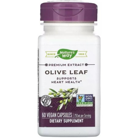 Оливкові Листя, екстракт преміум-класу, 250 мг, Olive Leaf, Nature's Way, 60 вегетаріанських капсул