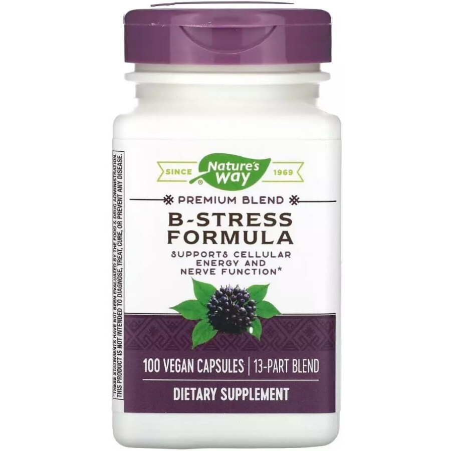 Стрес формула В-Комплекс, преміум-суміш, B-Stress Formula, Nature's Way, 100 вегетаріанських капсул: ціни та характеристики