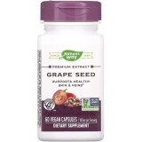 Экстракт виноградных косточек премиум-класса, 100 мг, Premium Extract, Grape Seed, Nature's Way, 60 вегетарианских капсул