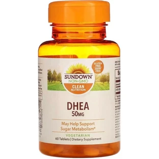 Дегідроепіандростерон, 50 мг, DHEA, Sundown Naturals, 60 таблеток