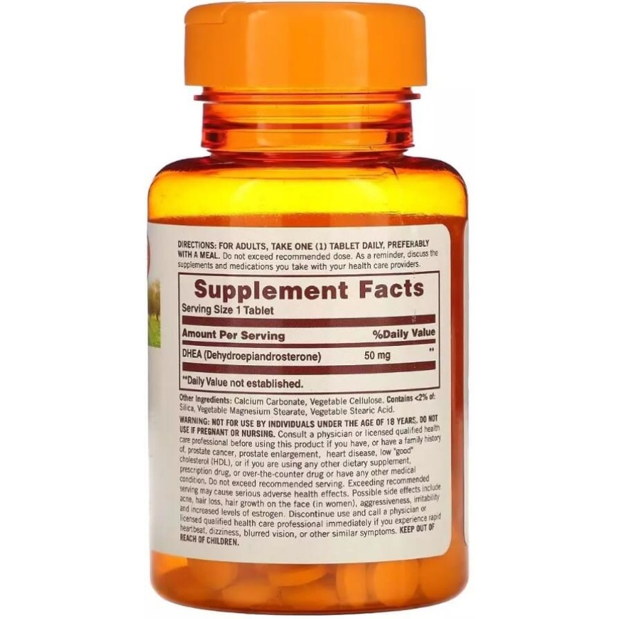 Дегідроепіандростерон, 50 мг, DHEA, Sundown Naturals, 60 таблеток: ціни та характеристики