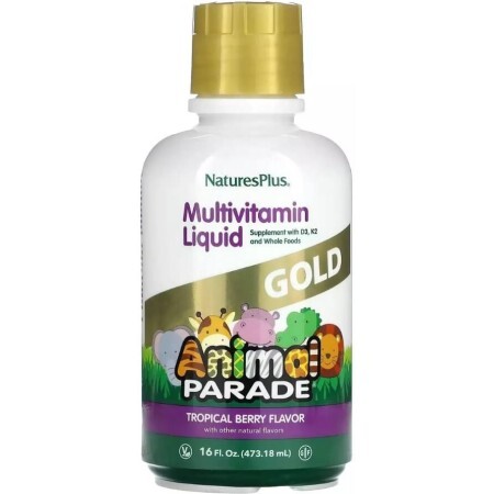 Жидкие Детские Мультивитамины, Тропический вкус, Animal Parade Gold, Natures Plus, 473 мл
