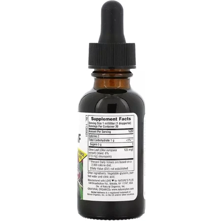Листья оливы, экстракт в каплях без спирта, Olive Leaf, Natures Plus, 30 мл: цены и характеристики
