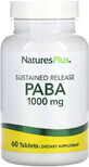 Пара-Аминобензойная Кислота пролонгированного действия (ПАБК), 1000 мг, PABA, Natures Plus, 60 таблеток