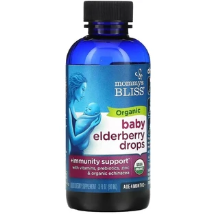 Бузина для младенцев от 4 месяцев, Органические капли, Organic Baby Elderberry Drops, Mommy's Bliss, 90 мл
