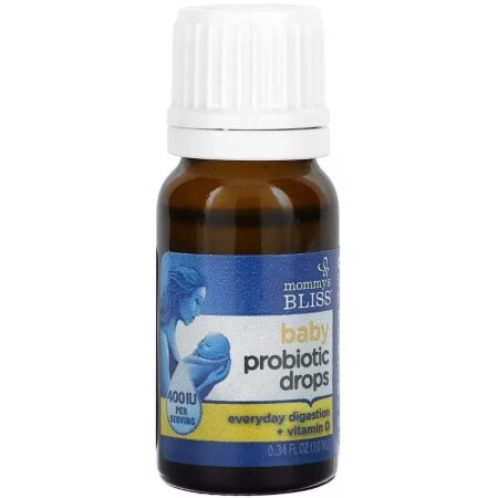Пробиотик с витамином D в каплях для новорожденных, 400 МЕ, Baby Probiotic Drops+Vitamin D, Mommy's Bliss, 10 мл
