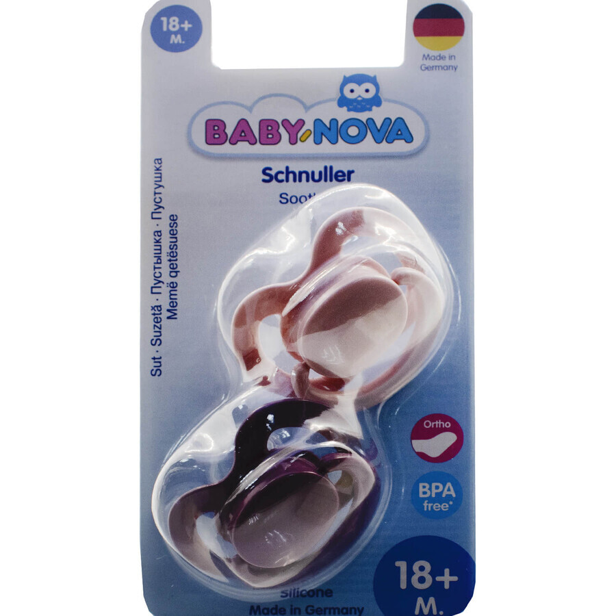 Пустышка силиконовая Baby Nova ортодонтическая с кольцом для девочки размер 3 упаковка 2 шт: цены и характеристики