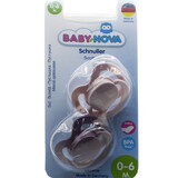 Пустышка силиконовая Baby-Nova ортодонтическая с кольцом для девочки размер 1 упаковка 2 шт