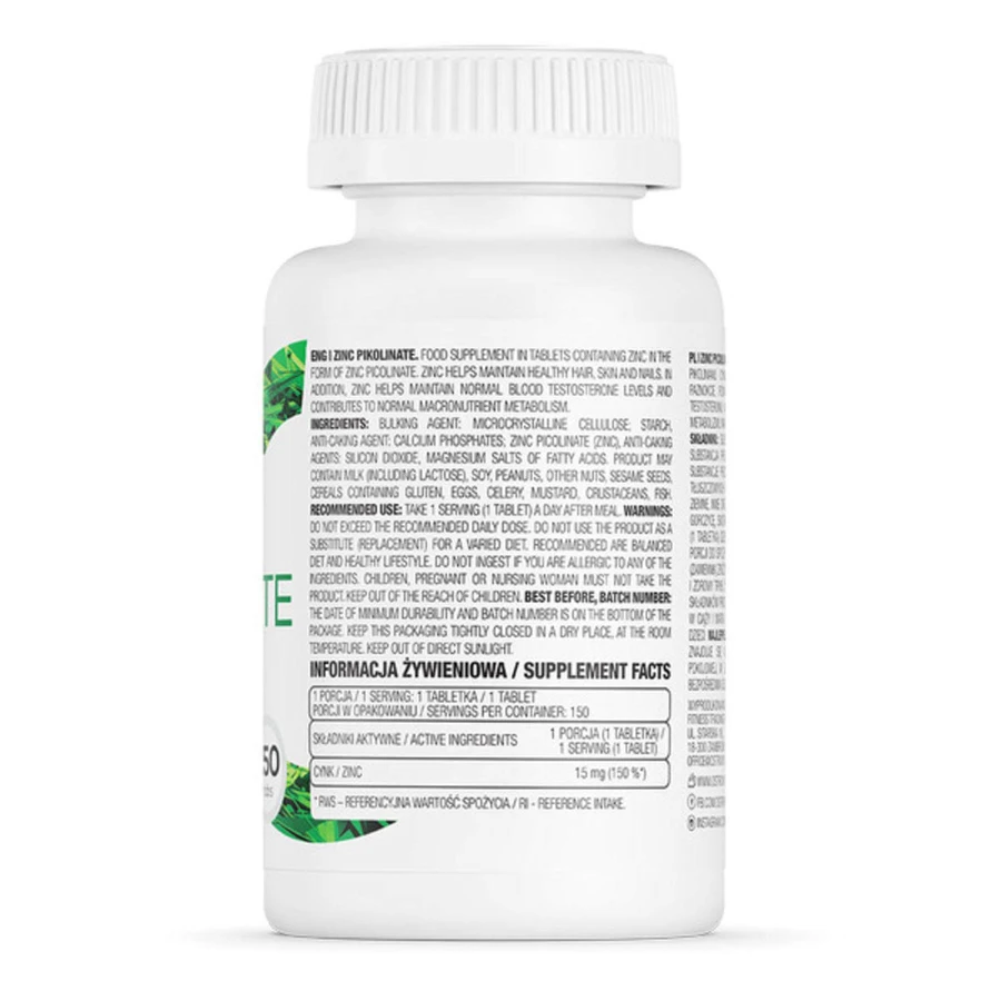 Цинка пиколинат витамины и минералы OstroVit Zinc Picolinate табл. 150 шт: цены и характеристики